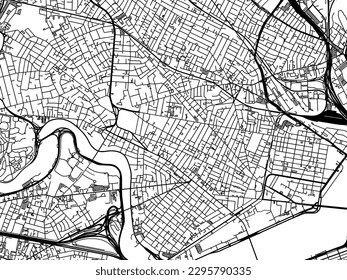 Vector city map of Cambridge Massachusetts in the United States of America with black roads isolated on a white background.