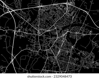 Vector city map of Cambridge in the United Kingdom with white roads isolated on a black background.