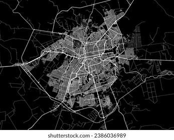 Vector city map of Campo Grande in Brazil with white roads isolated on a black background.