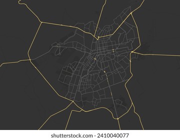 Vector city map of Campo Grande in Brazil with yellow roads isolated on a brown background.