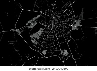 Vector city map of Campo Grande in Brazil with white roads isolated on a black background.