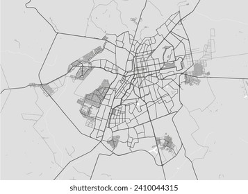 Vector city map of Campo Grande in Brazil with black roads isolated on a grey background.