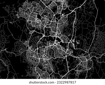 Vector city map of Canberra in Australia with white roads isolated on a black background. svg