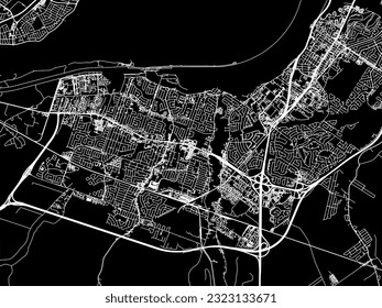 Vector city map of Candiac - Sainte-Catherine Quebec in Canada with white roads isolated on a black background.