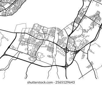 Vector city map of Candiac - Sainte-Catherine Quebec in Canada with black roads isolated on a white background.