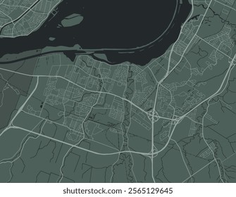 Vector city map of Candiac - Sainte-Catherine Quebec in Canada with white roads isolated on a green background.