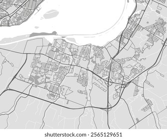 Vector city map of Candiac - Sainte-Catherine Quebec in Canada with black roads isolated on a grey background.