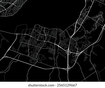 Vector city map of Candiac - Sainte-Catherine Quebec in Canada with white roads isolated on a black background.