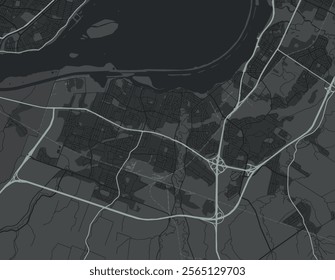 Vector city map of Candiac - Sainte-Catherine Quebec in Canada with white roads isolated on a grey background.