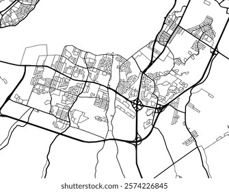 Vector city map of Candiac - Sainte-Catherine Quebec in Canada with black roads isolated on a white background.