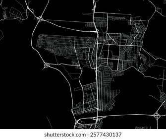 Vector city map of Canoas in Brazil with white roads isolated on a black background.