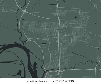 Vector city map of Canoas in Brazil with white roads isolated on a green background.