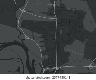 Vector city map of Canoas in Brazil with white roads isolated on a grey background.