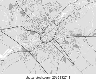 Vector city map of Canterbury in the United Kingdom with black roads isolated on a grey background.