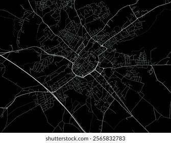 Vector city map of Canterbury in the United Kingdom with white roads isolated on a black background.