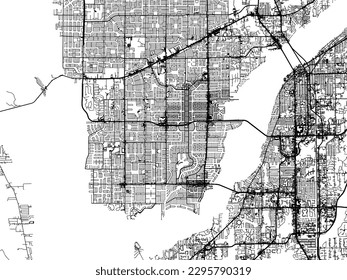 Vector city map of Cape Coral Florida in the United States of America with black roads isolated on a white background.