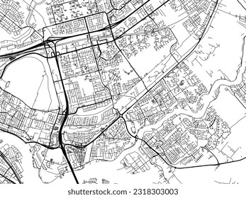 Stadtplan für Vektorgrafik von Capelle aan den IJssel in den Niederlanden mit schwarzen Straßen einzeln auf weißem Hintergrund.