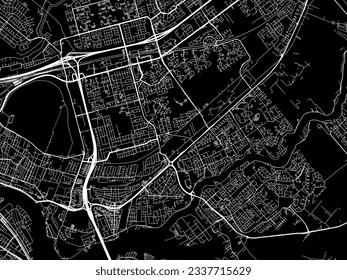 Stadtplan für Vektorgrafik von Capelle aan den IJssel in den Niederlanden mit weißen Straßen einzeln auf schwarzem Hintergrund.