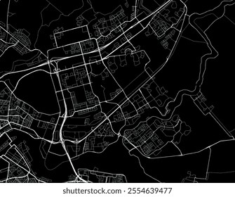 Vector city map of Capelle aan den IJssel in the Netherlands with white roads isolated on a black background