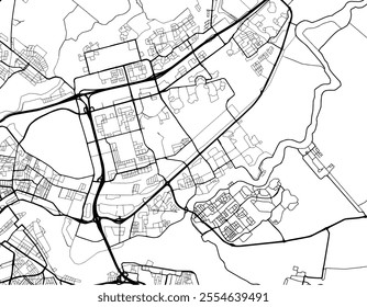 Vector city map of Capelle aan den IJssel in the Netherlands with black roads isolated on a white background.