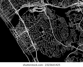 Vector city map of Carlsbad California in the United States of America with white roads isolated on a black background.