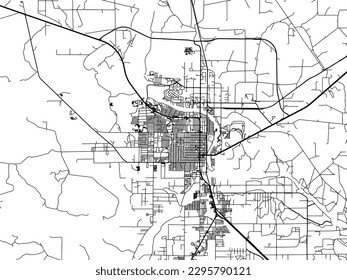 Mapa de la ciudad vectorial de Carlsbad Nuevo México en los Estados Unidos de América con carreteras negras aisladas en un fondo blanco.