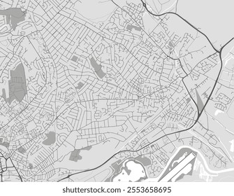 Vector city map of Carlton in the United Kingdom with black roads isolated on a grey