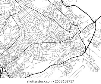 Vector city map of Carlton in the United Kingdom with black roads isolated on a white background.