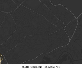 Vector city map of Carlton in the United Kingdom with yellow roads isolated on a brown background.