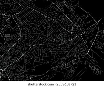 Vector city map of Carlton in the United Kingdom with white roads isolated on a black background.