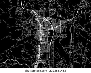 Vector city map of Carson City Nevada in the United States of America with white roads isolated on a black background. svg