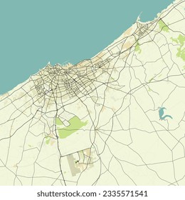 Vector city map of Casablanca, Morocco