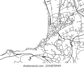 Stadtplan von Castellammare di Stabia in Italien mit schwarzen Straßen einzeln auf weißem Hintergrund.