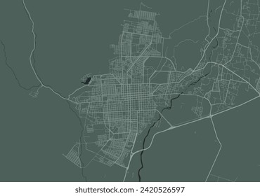 Vector city map of Catamarca in Argentina with white roads isolated on a green background.