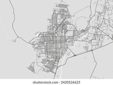 Vector city map of Catamarca in Argentina with black roads isolated on a grey background