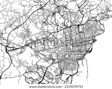 Vector city map of Catania in Italy with black roads isolated on a white background.
