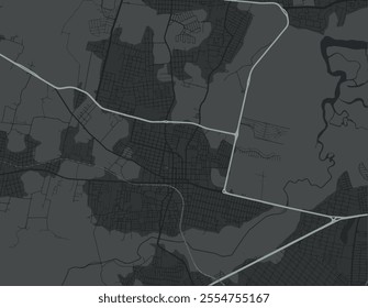 Vector city map of Caucaia in Brazil with white roads isolated on a grey background.