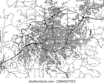 Vector city map of Caxias do Sul in Brazil with black roads isolated on a white background.