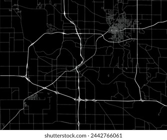 Vector city map of Cedar Rapids Iowa in the United States of America with white roads isolated on a black background.