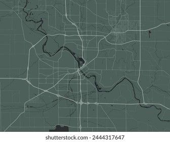 Vector city map of Cedar Rapids Iowa in the United States of America with white roads isolated on a green background.