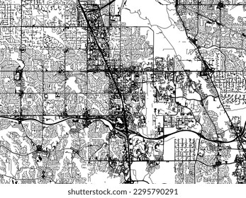 Vector city map of Centennial Colorado in the United States of America with black roads isolated on a white background.
