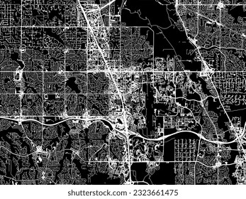 Mapa de la ciudad vectorial del centenario de Colorado en los Estados Unidos de América con caminos blancos aislados en un fondo negro.