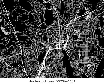 Stadtplan von Central Falls - Pawtucket Rhode Island in den Vereinigten Staaten von Amerika mit weißen Straßen einzeln auf schwarzem Hintergrund.