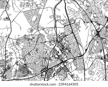 Vector city map of Centurion in South Africa with black roads isolated on a white background.