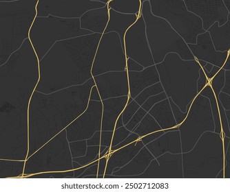 Vector city map of Centurion in South Africa with yellow roads isolated on a brown background.