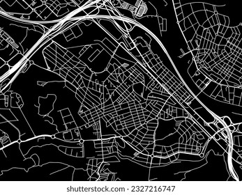 Vector city map of Cerdanyola del Valles in Spain with white roads isolated on a black background.