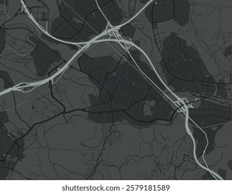 Vector city map of Cerdanyola del Valles in Spain with white roads isolated on a grey background