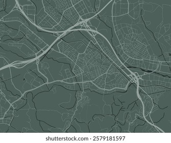 Vector city map of Cerdanyola del Valles in Spain with white roads isolated on a green background.