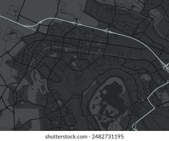 Vector city map of Cergy in France with white roads isolated on a grey background.