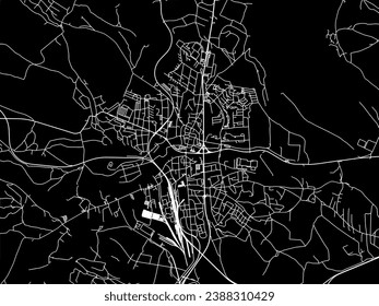 Vector city map of Ceska Lipa in the Czech Republic with white roads isolated on a black background.